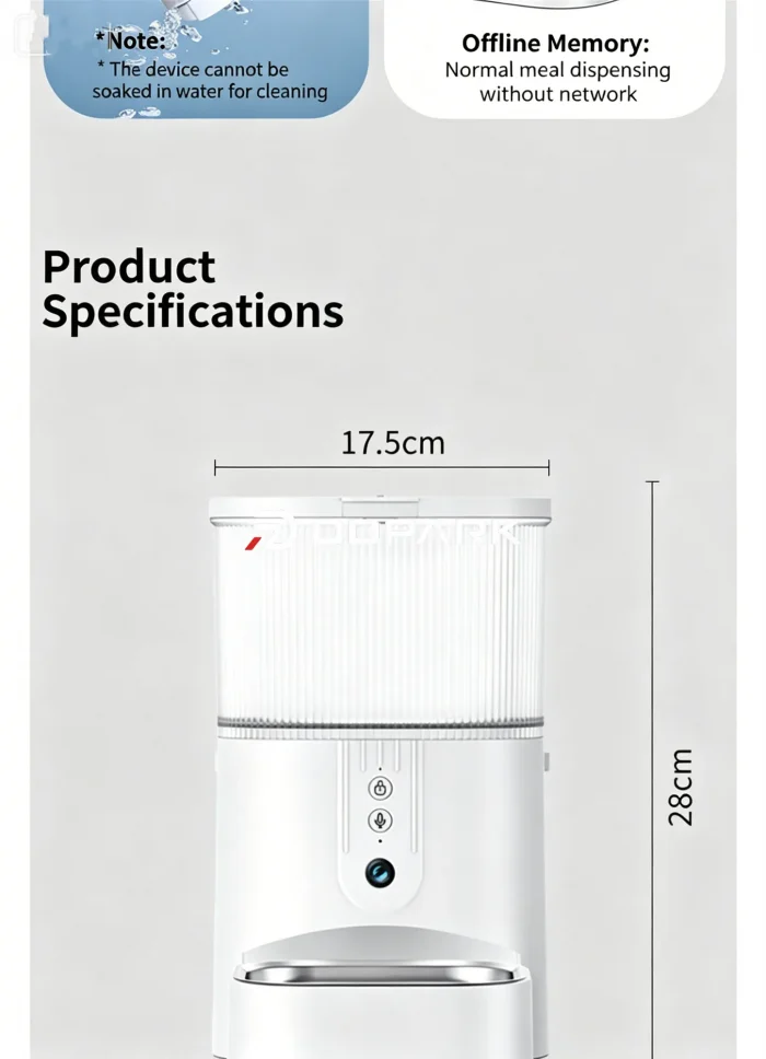 smart pet feeder offline memory normal meal dispensing without network device cannot be soaked in water
