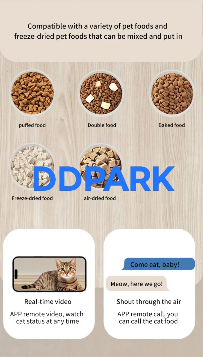 Detachable smart pet feeder parts for easy cleaning, fully washable automatic cat dog food dispenser, hygienic pet feeder components
