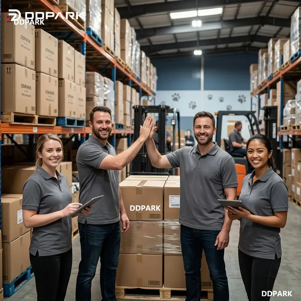 Professional pet supply warehouse team - Global pet product logistics and distribution center