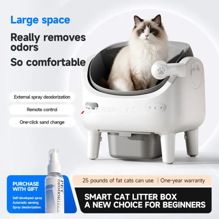 V6 open smart cat litter box 10L white with sensors