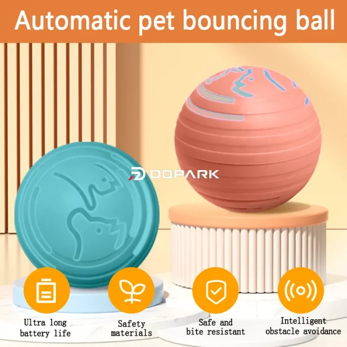 automatic pet bouncing ball with long battery life safety materials bite resistant and obstacle avoidance