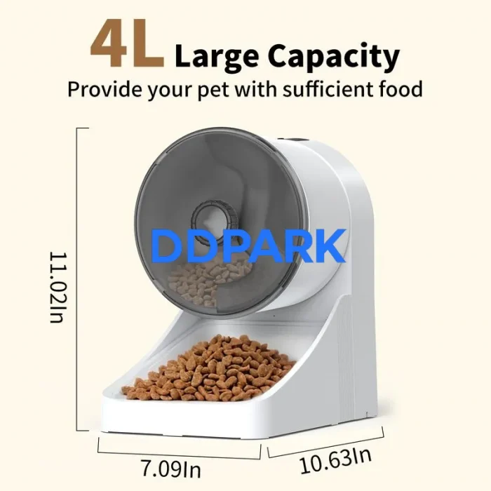 4L large capacity automatic pet feeder dimensions, wall-mounted cat dog food dispenser size chart, B2B wholesale