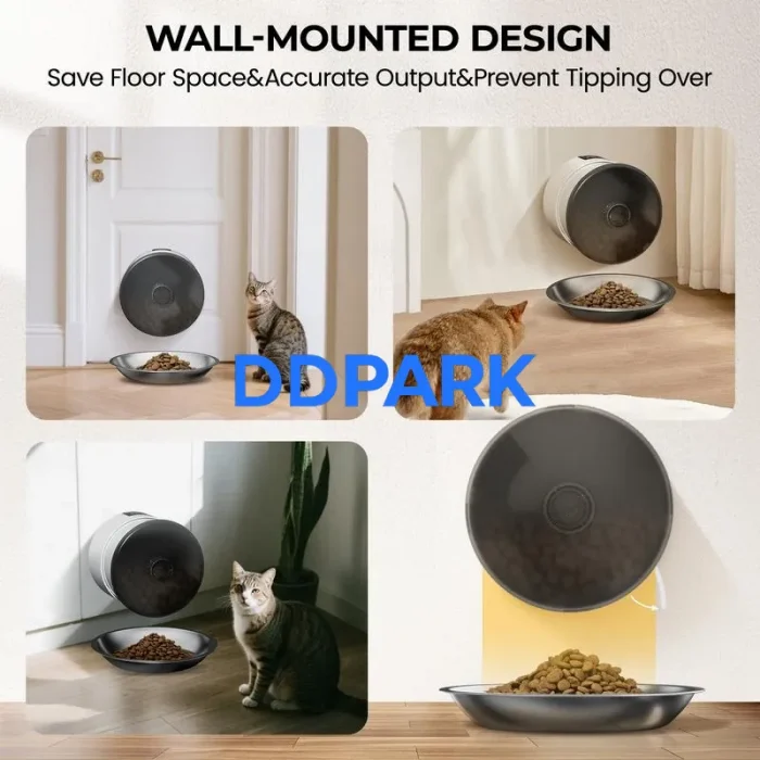 Wall-mounted smart pet feeder for space saving, anti-tipping automatic cat dog feeder, modern home pet furniture manufacturer