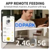 Smart pet feeder App remote feeding schedule, automatic dog cat food dispenser WiFi control, 2.4G 5G dual-band connectivity
