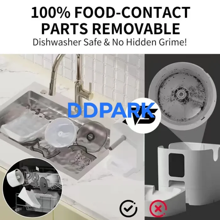 Dishwasher safe smart pet feeder parts, easy to clean automatic dog cat feeder, food-contact removable components, hygienic pet supplies B2B